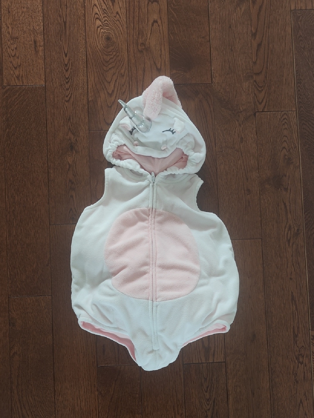 Carter's White & Light Pink Unicorn Hooded Romper 18 Mo Halloween Costume